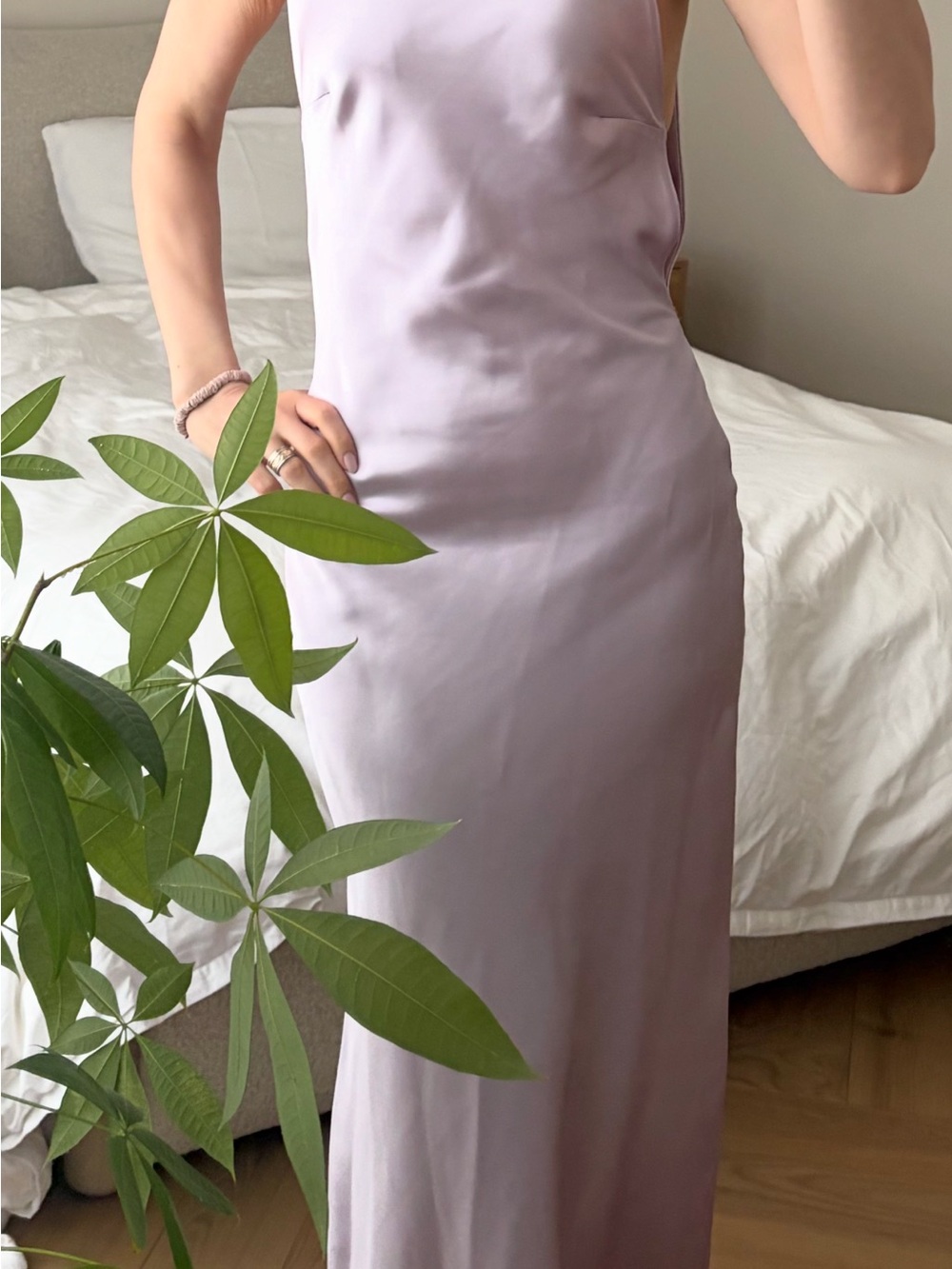 Zara Lilac Satin Maxi Slip Dress